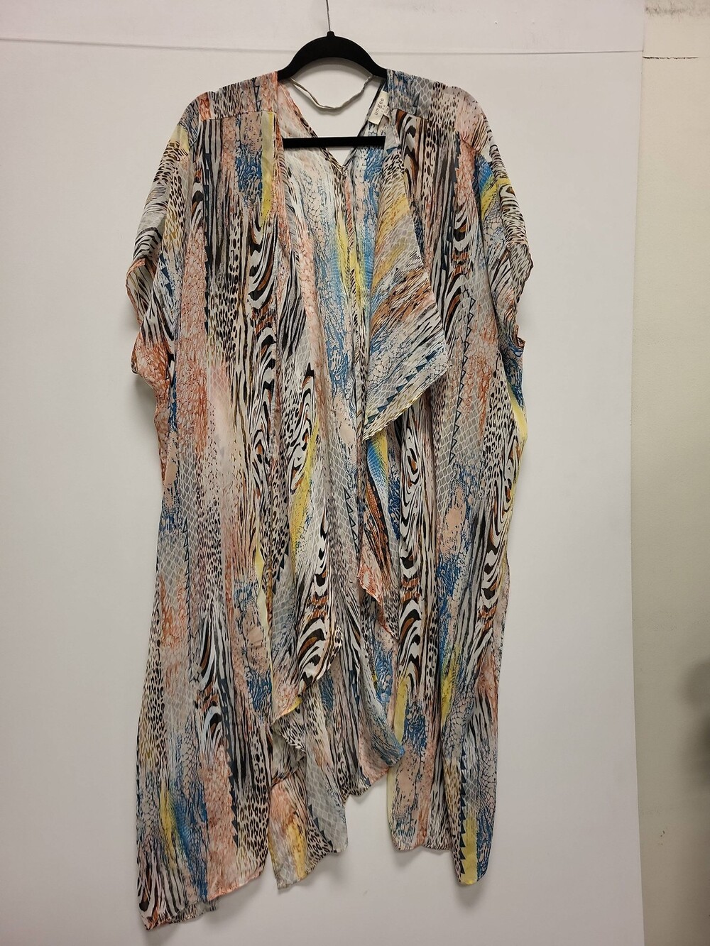 Umgee Kimono Womens S/M Open Front Multi Color Animal Print Cover Up Duster